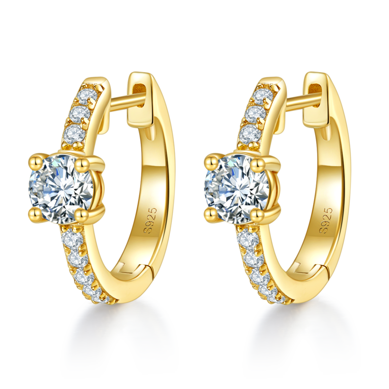 单排对半四爪耳环S925银Moissanite厘石D级1.31ct